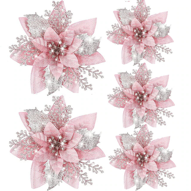 Glitter kerstbloemen | Feestelijke elegantie