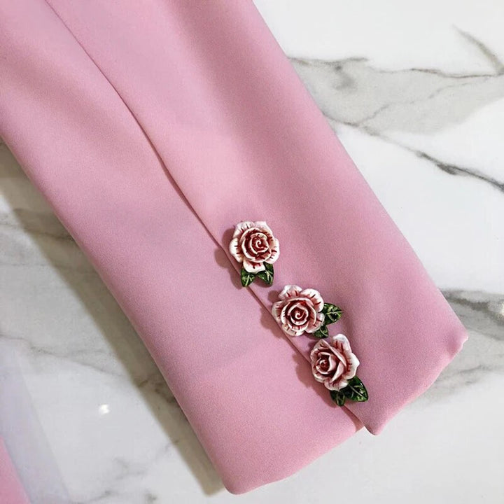 Liyana roze blazer | Bloemig en elegant stijlvol