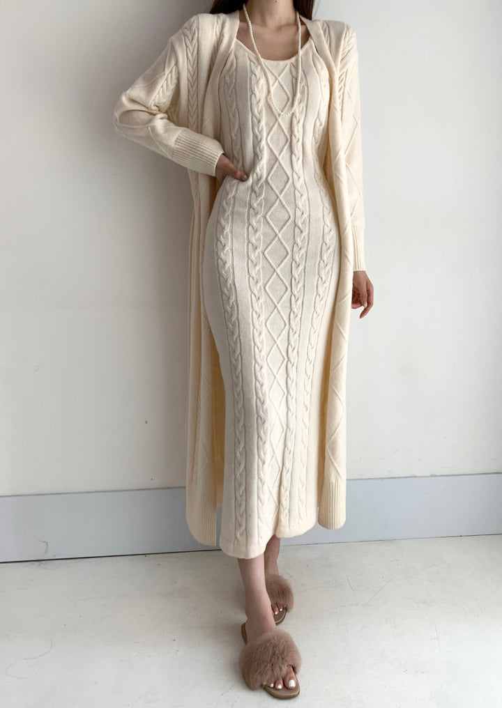 Jolie 2-delige Set | Gebreide winterjurk met heerlijk warm vest
