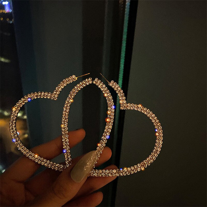Heart Shaped Earrings | Uniek design met strass steentjes