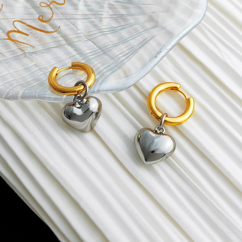 Gold & Silver Mixed Earrings | Met schattige hartjes