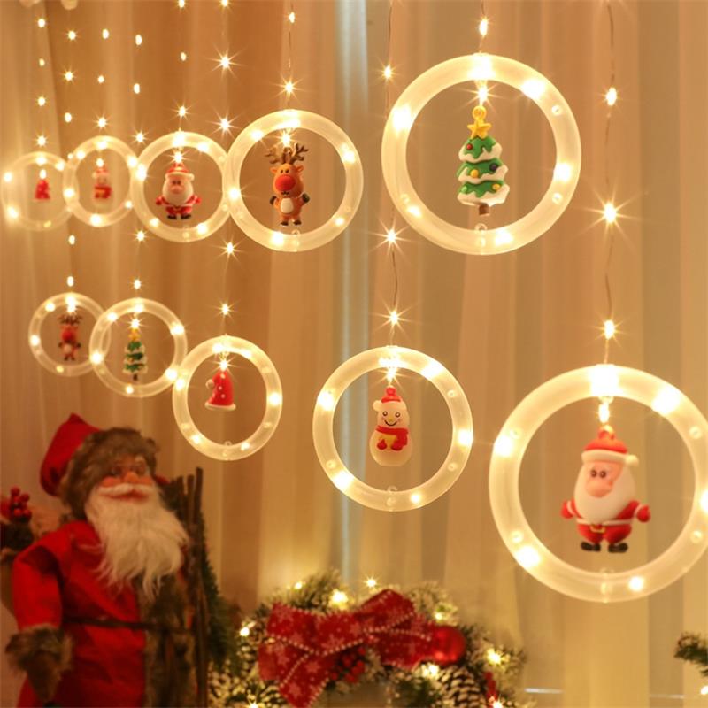 Lichtgevend DIY Kerstgordijn | Kerstfiguurtjes zwevend in cirkels van warm wit licht