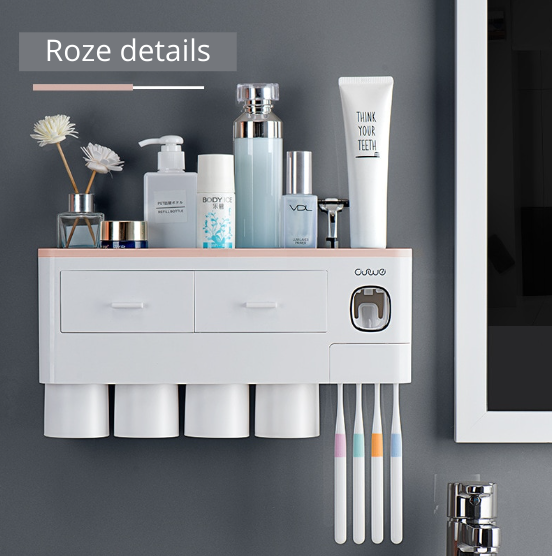 Smart Badkamer Accessoire | Met tandpasta dispenser, tandenborstel houder & laatjes