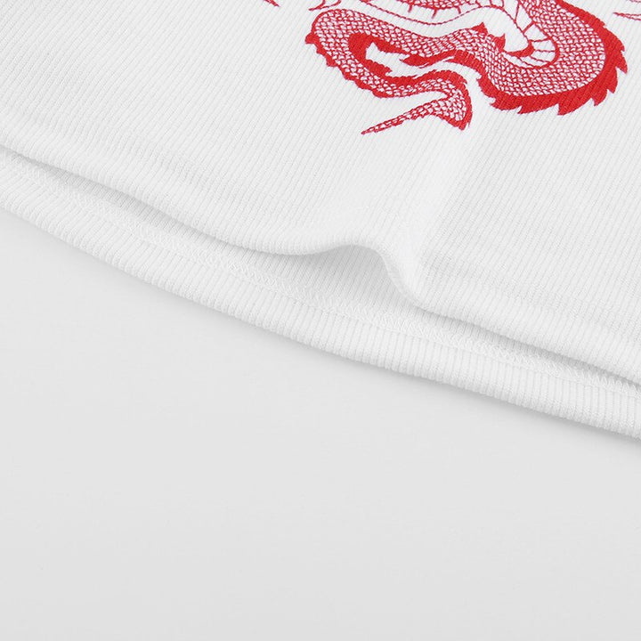 Celie Croptop T-shirt | Met retro draken design