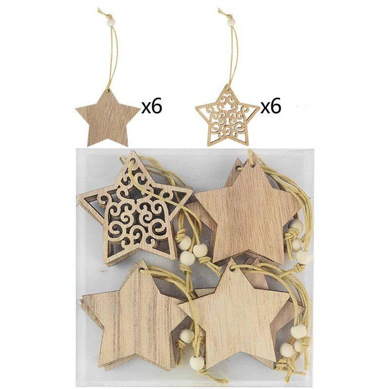 Houten Kerstboom Decoratie | 12 hangers van hoge kwaliteit